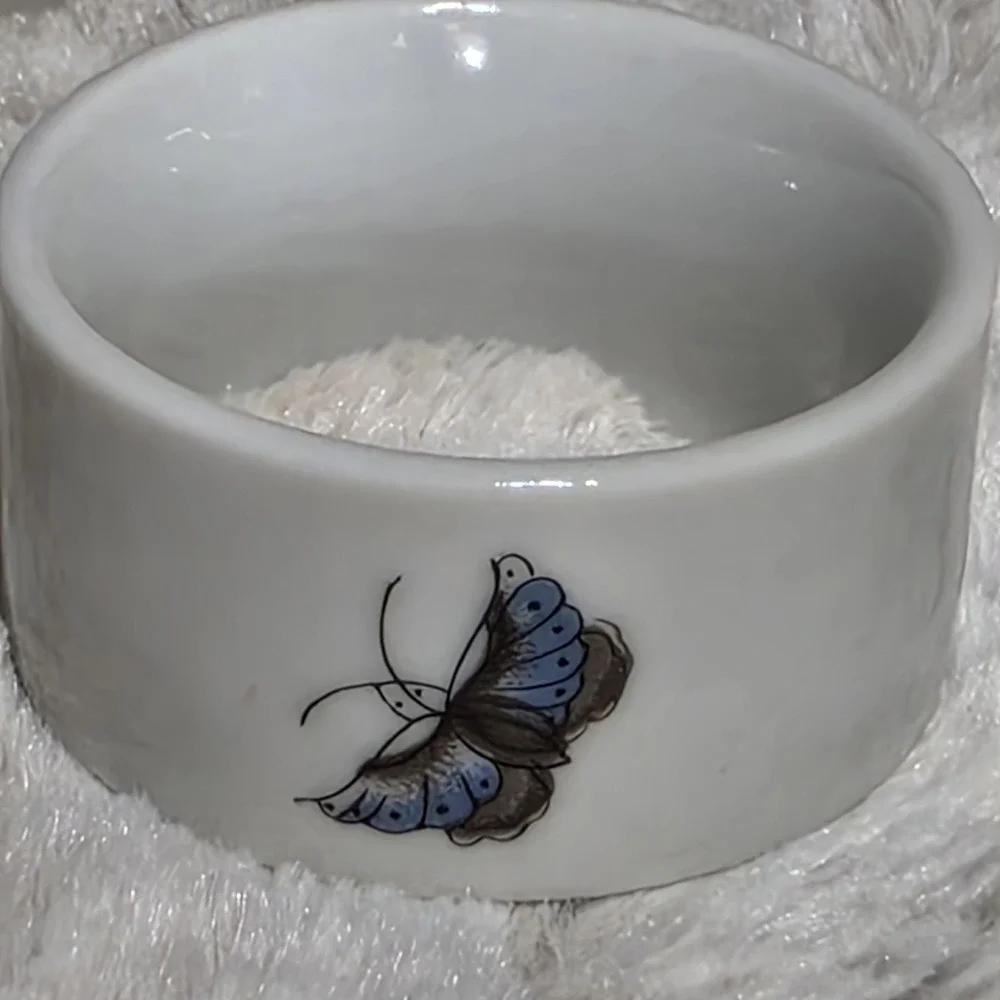 6 Vintage Shafford Chinese Garden Porcelain Napkin Rings Japan Hand-Painted Bird